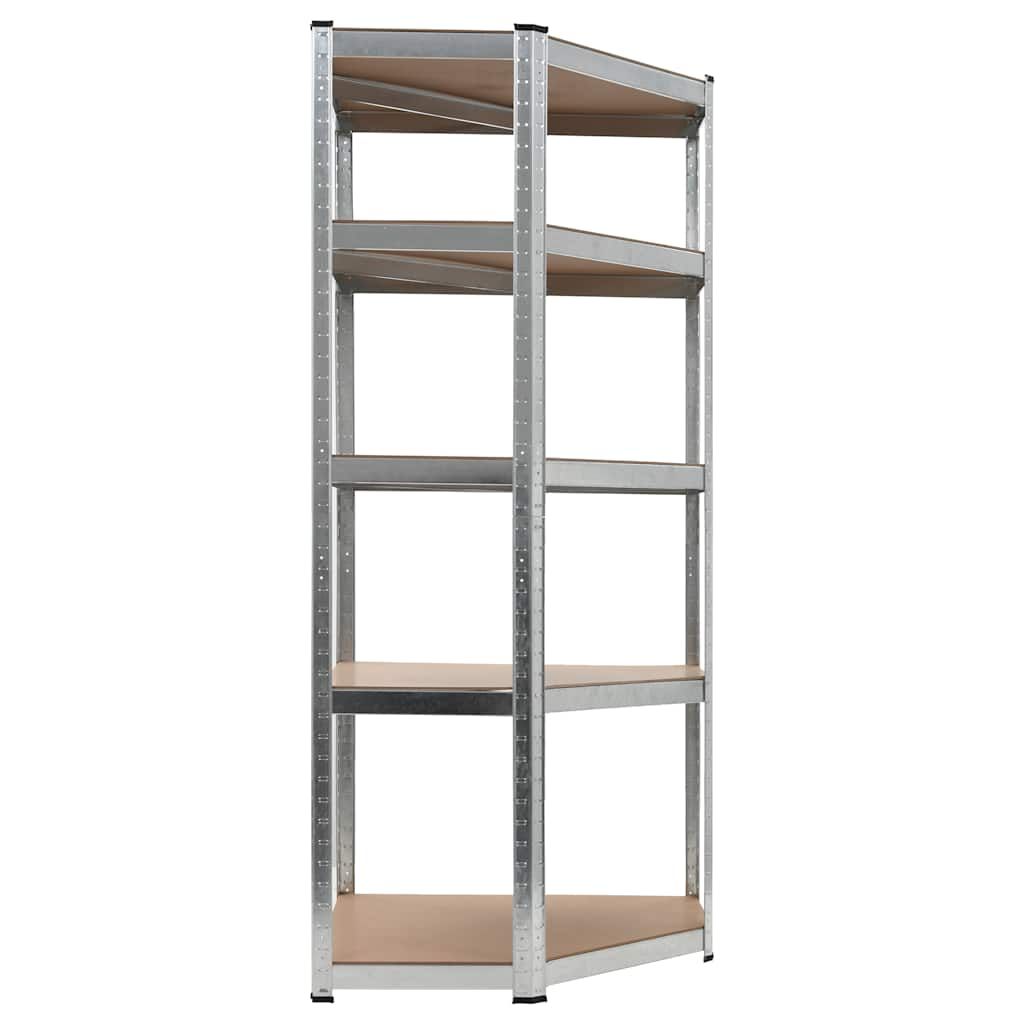 Scaffale Angolare 5 Ripiani Argento Acciaio e Legno Multistrato vidaXL