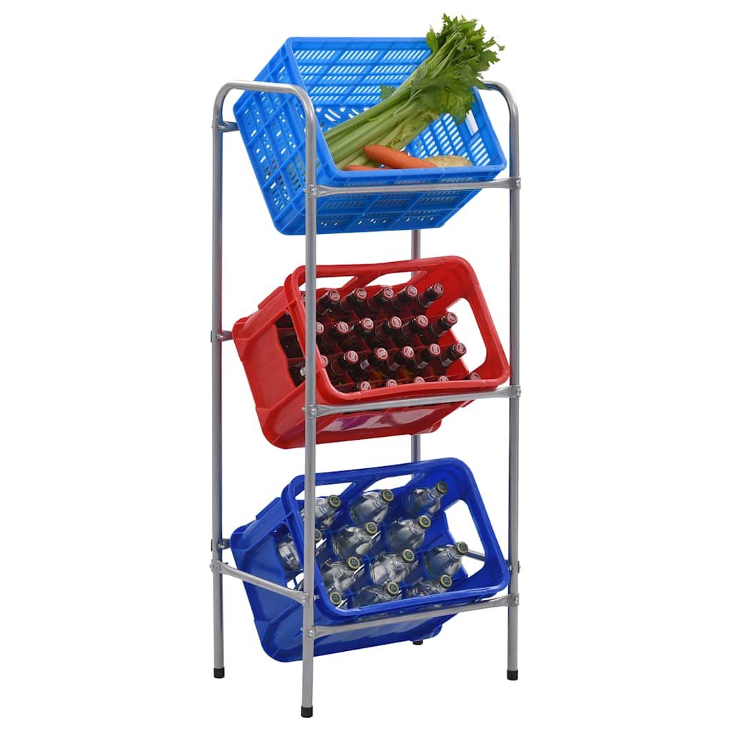 Supporto con Ripiani per 3 Casse Argento 50x33x116 cm Acciaio vidaXL