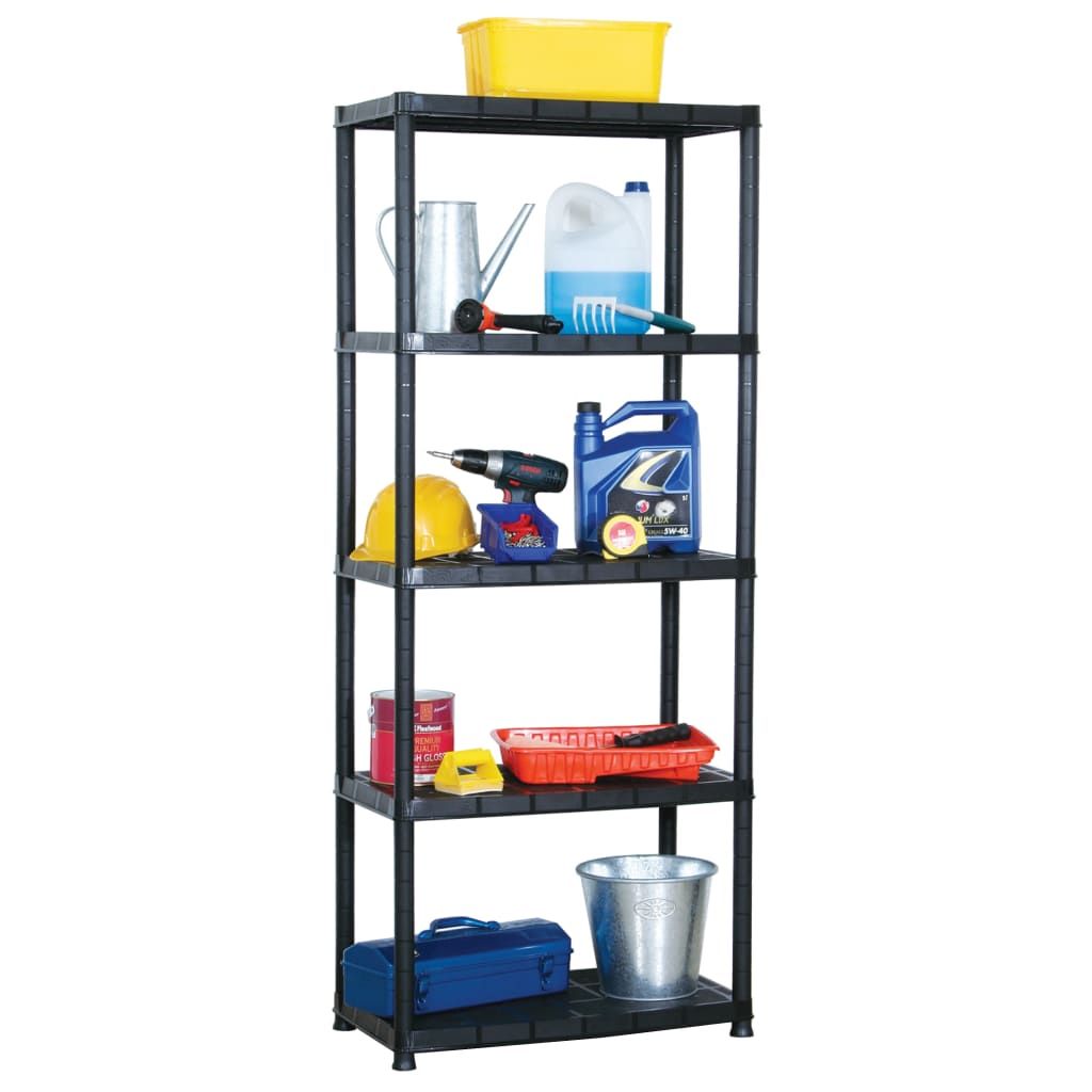 Scaffale a 5 Ripiani Nero 71x38x170 cm in Plastica vidaXL