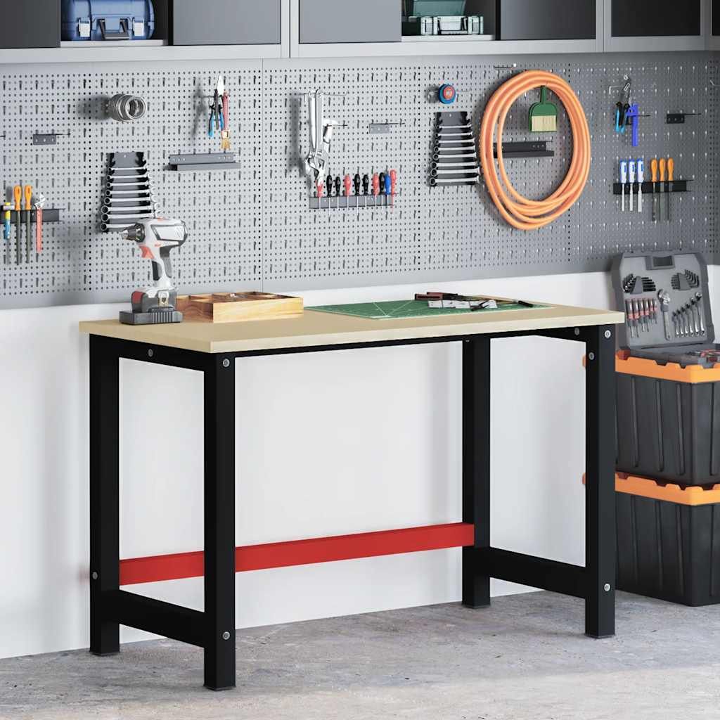 Telaio per Banco da Lavoro in Metallo 120x57x79 cm Nero e Rosso vidaXL