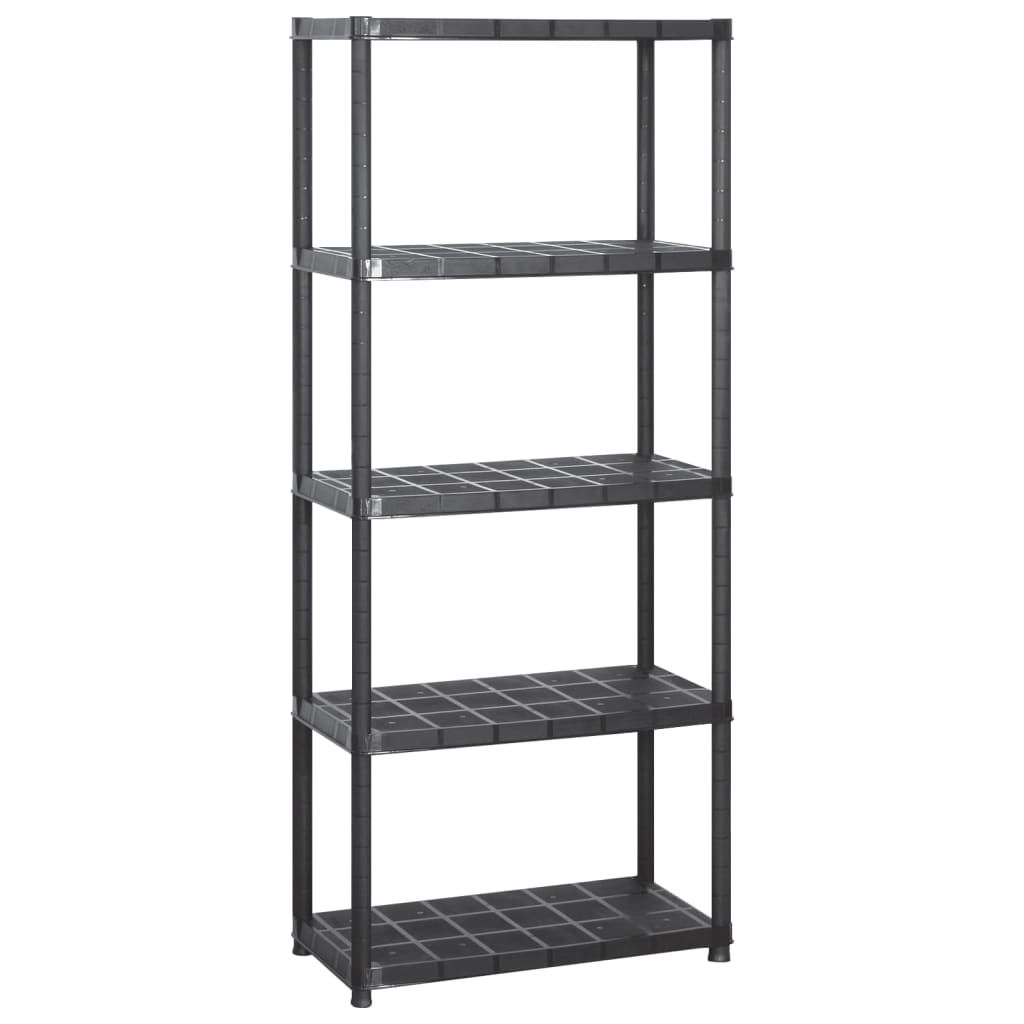 Scaffale a 5 Ripiani Nero 142x38x170 cm in Plastica vidaXL