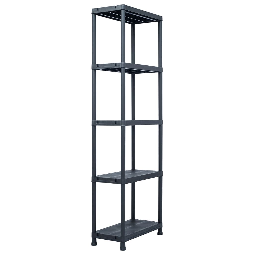 Scaffali 5 pz Nero 125 kg 60x30x180 cm in Plastica vidaXL