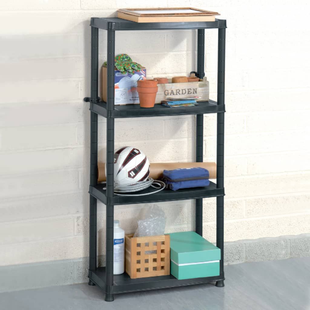Scaffale a 4 Ripiani Nero 61x30,5x130 cm in Plastica vidaXL