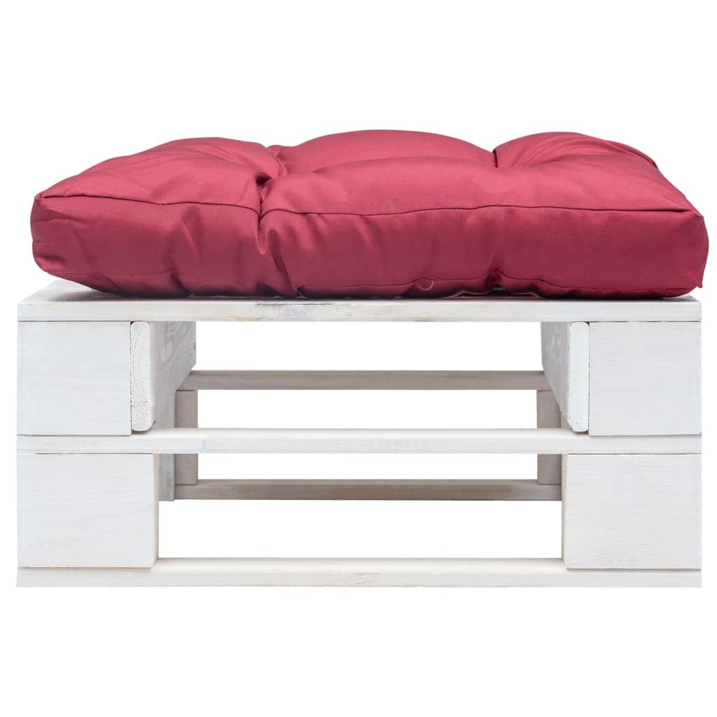 Ottomana Pallet da Giardino con Cuscino Rosso in Legno Bianco vidaXL