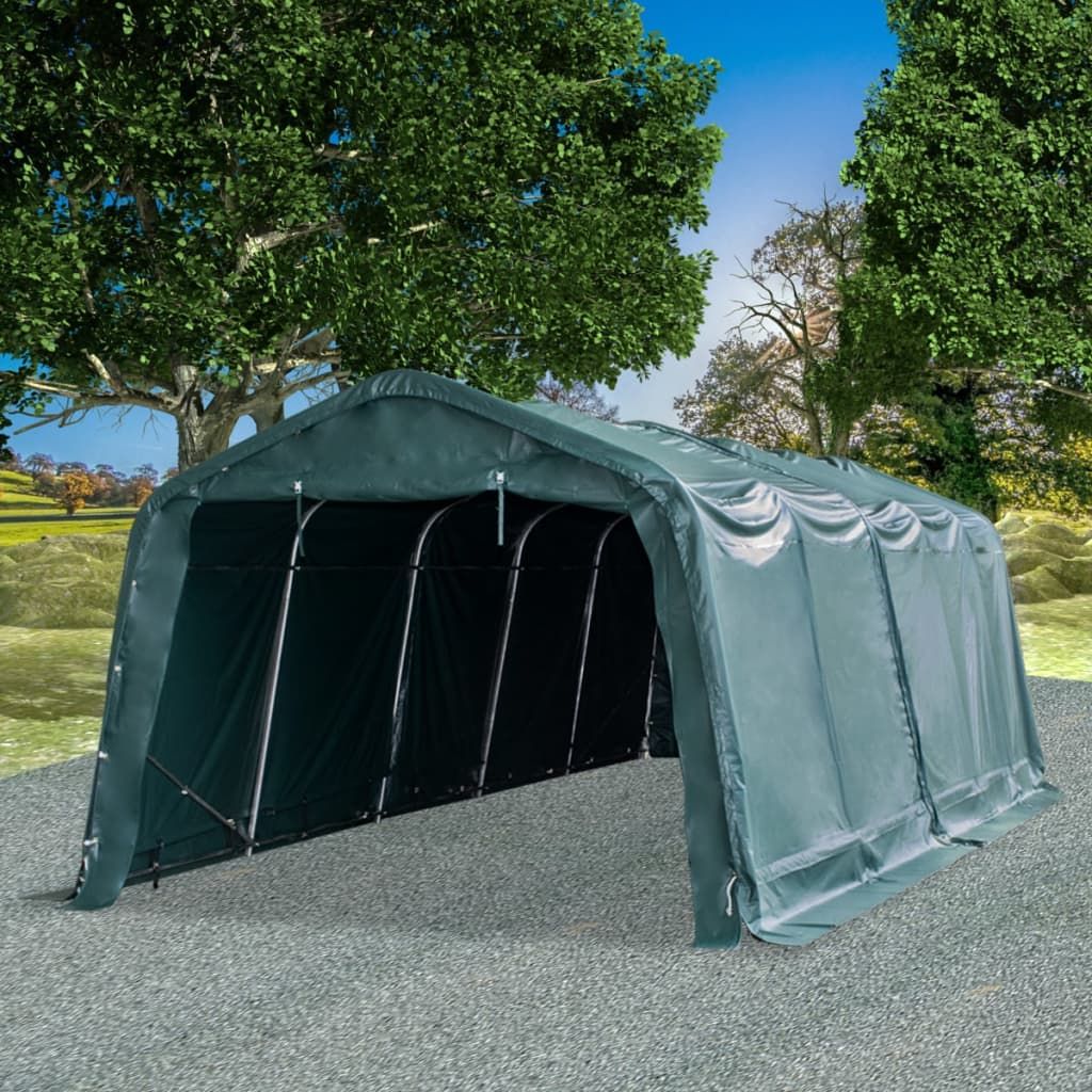 Tendone Bestiame Rimovibile PVC 550 g/m² 3,3x8 m Verde Scuro vidaXL