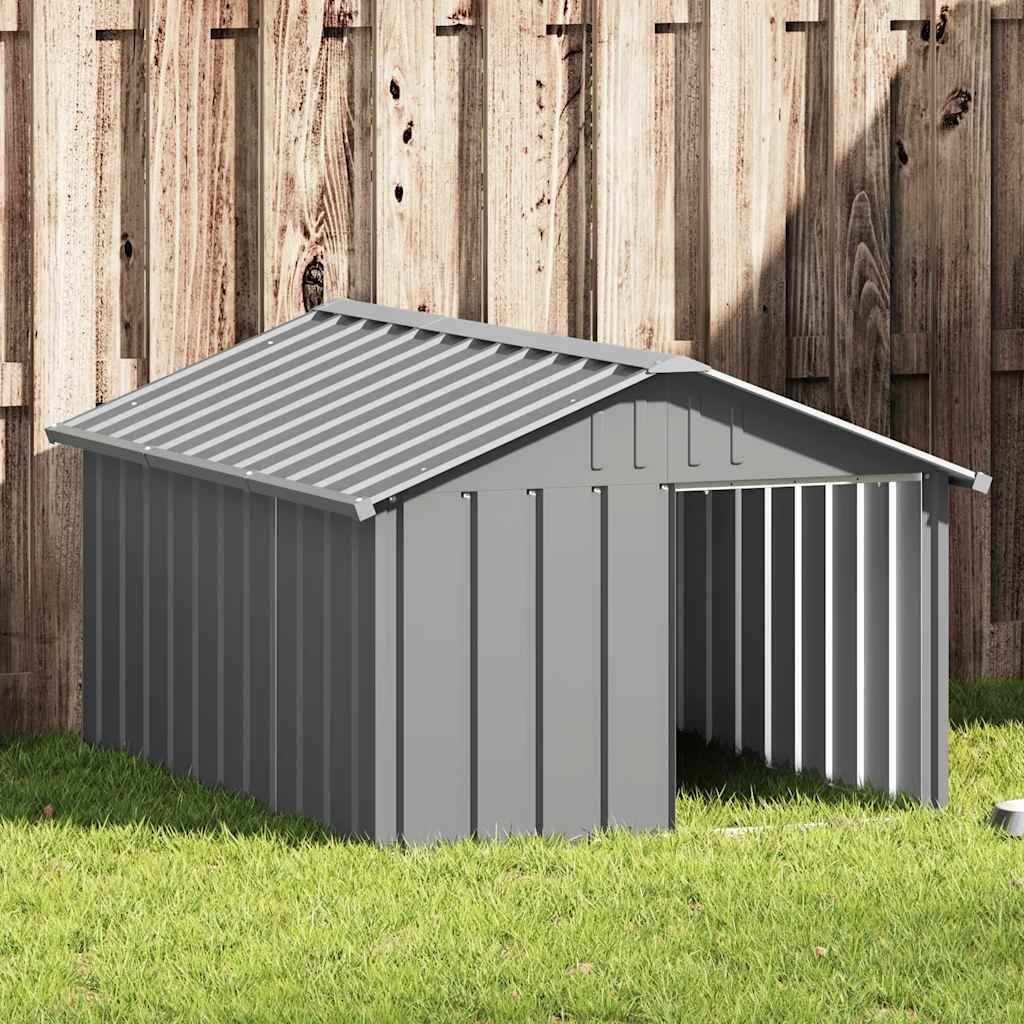 Casetta per Cani grigio 116,5x153x81,5 cm Acciaio Zincato vidaXL