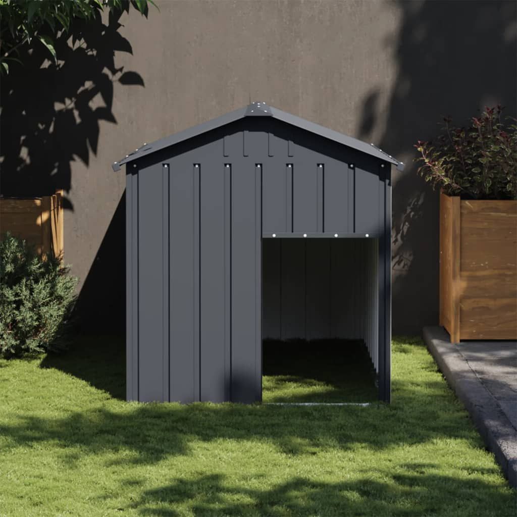 Casetta Cani con Tetto Antracite 117x153x123 cm Acciaio Zincato vidaXL