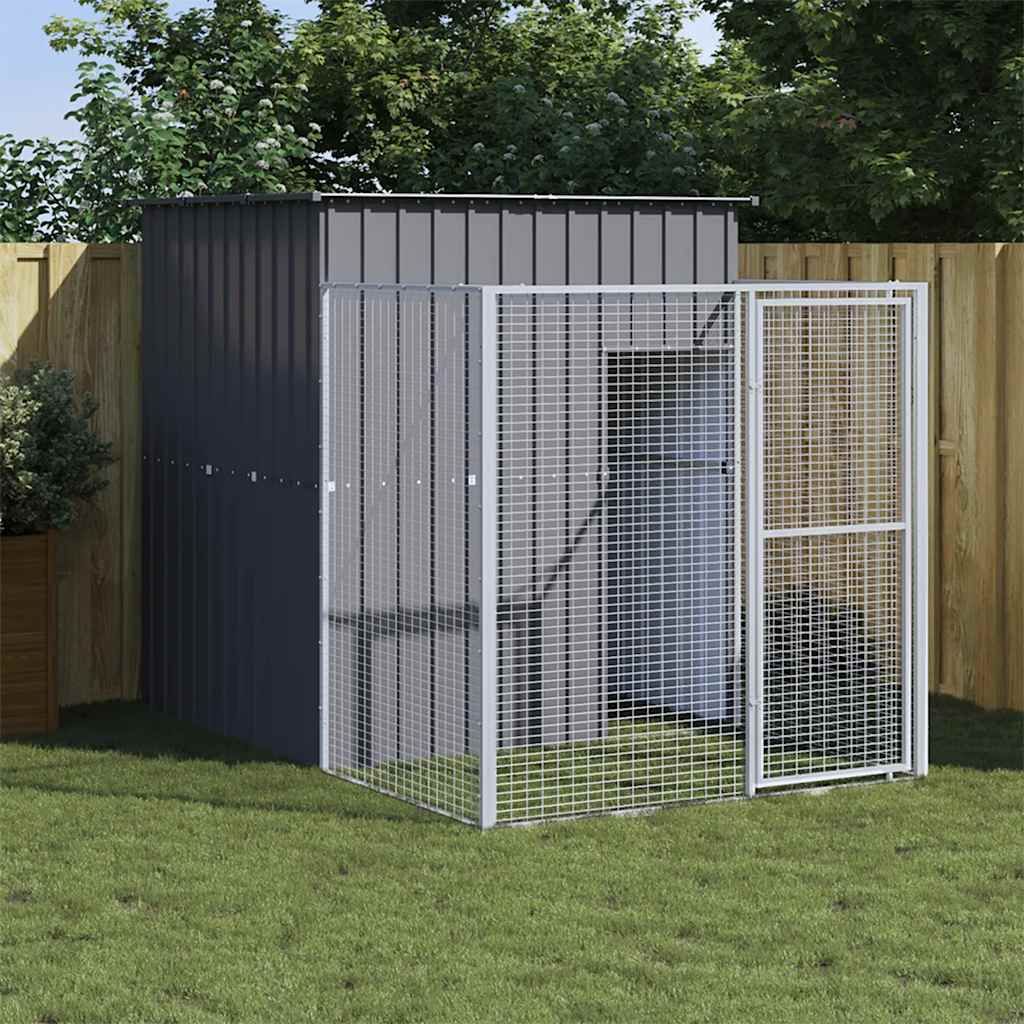 Casetta Cani con Corsa Antracite 165x251x181 cm Acciaio Zincato vidaXL