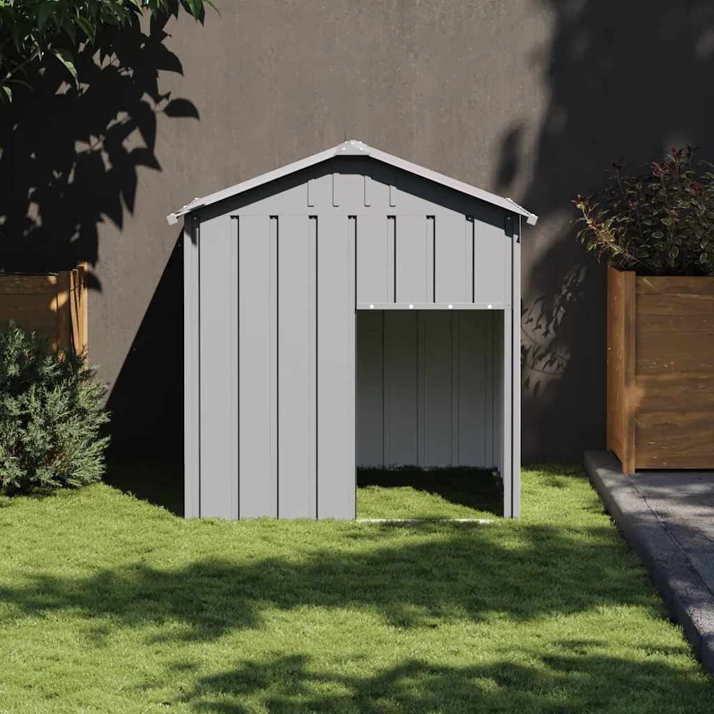 Casetta Cani Tetto Grigio Chiaro 117x103x123 cm Acciaio Zincato vidaXL