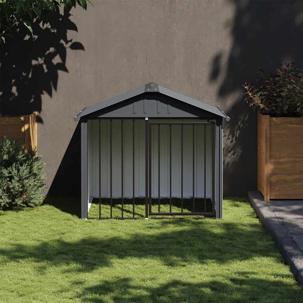 Casetta per Cani con Tetto Nero 117x103x102 cm Acciaio Zincato vidaXL
