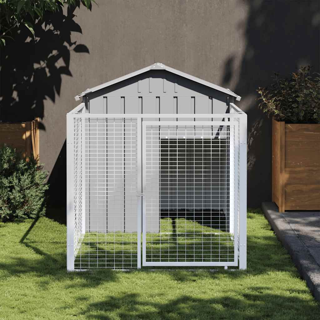 Casetta Cani Corsa Grigio Chiaro 117x201x123 cm Acciaio Zincato vidaXL