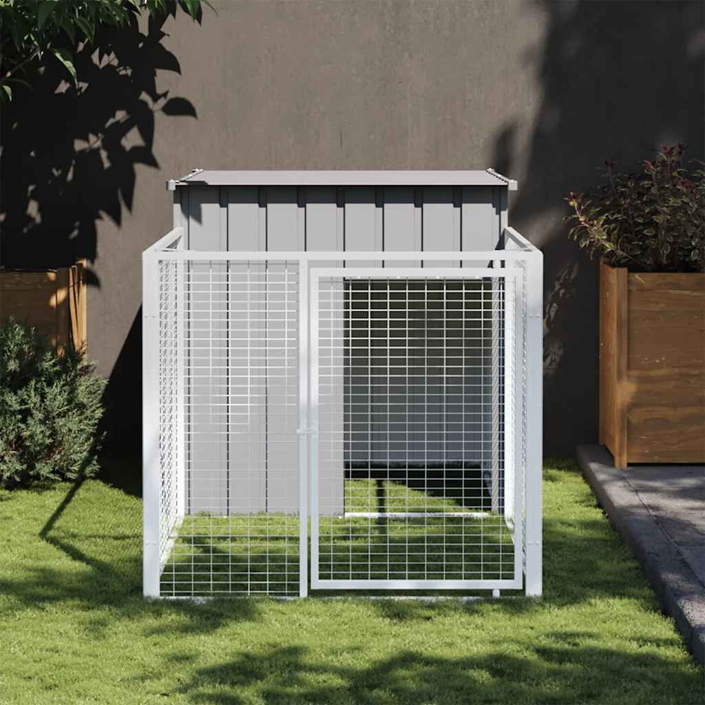 Cuccia per cani con recinto grigio chiaro 110x201x110 cm in acciaio zincato vidaXL