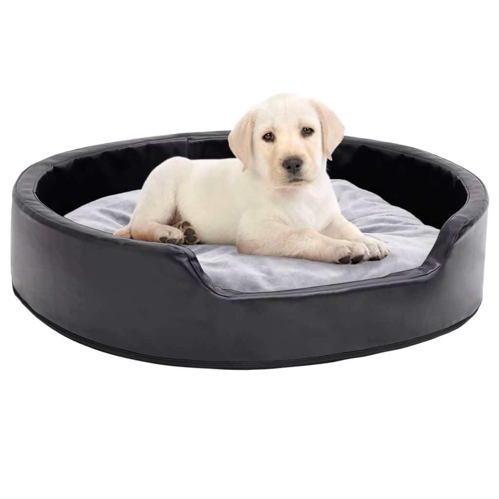 Lettino per Cani Nero e Grigio 79x70x19 cm Peluche e Similpelle vidaXL