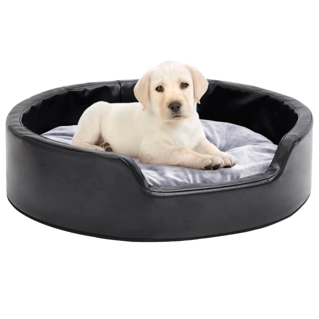 Lettino per Cani Nero e Grigio 69x59x19 cm Peluche e Similpelle vidaXL