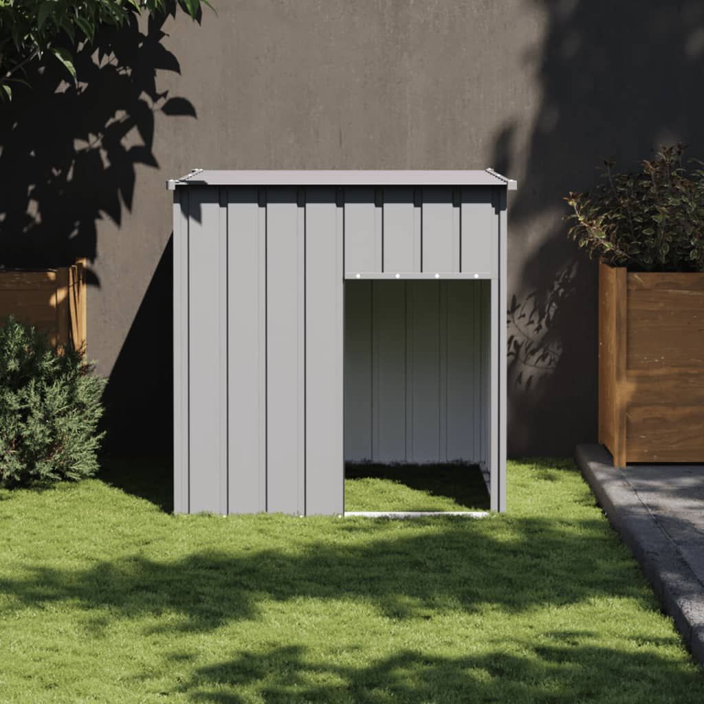 Cuccia per cani con tetto grigio chiaro 110x103x109 cm in acciaio zincato vidaXL