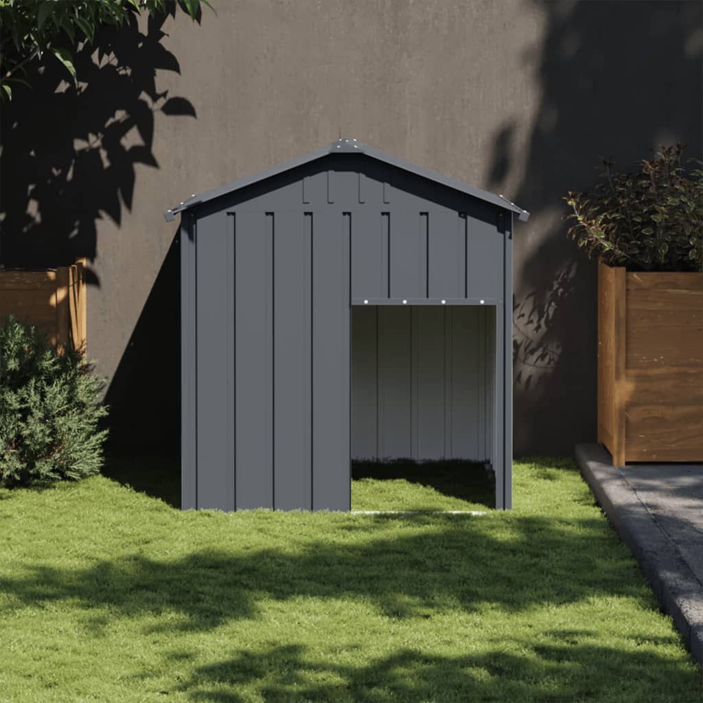 Casetta Cani con Tetto Antracite 117x103x123 cm Acciaio Zincato vidaXL