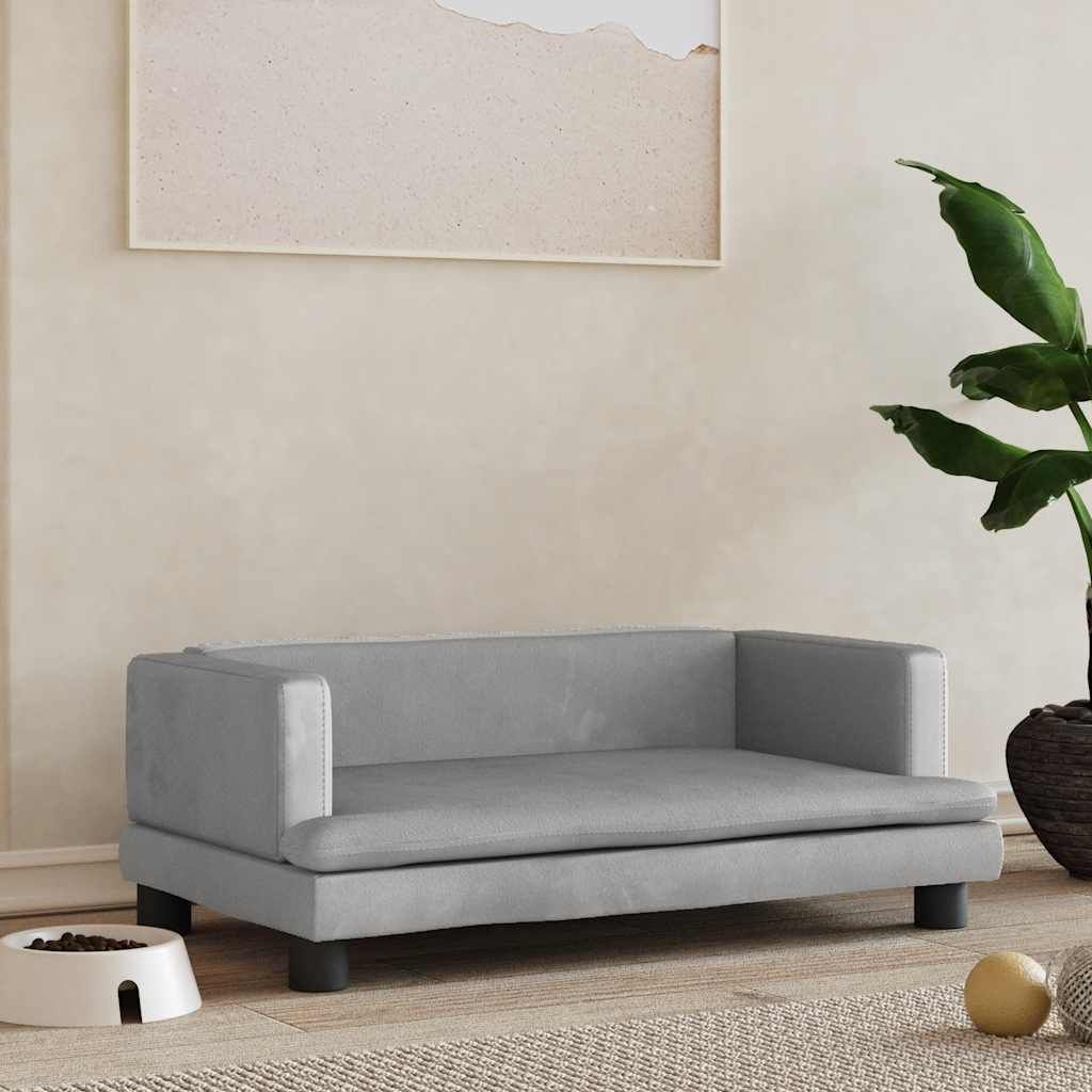 Lettino per Cani Grigio Chiaro 80x45x30 cm in Velluto vidaXL