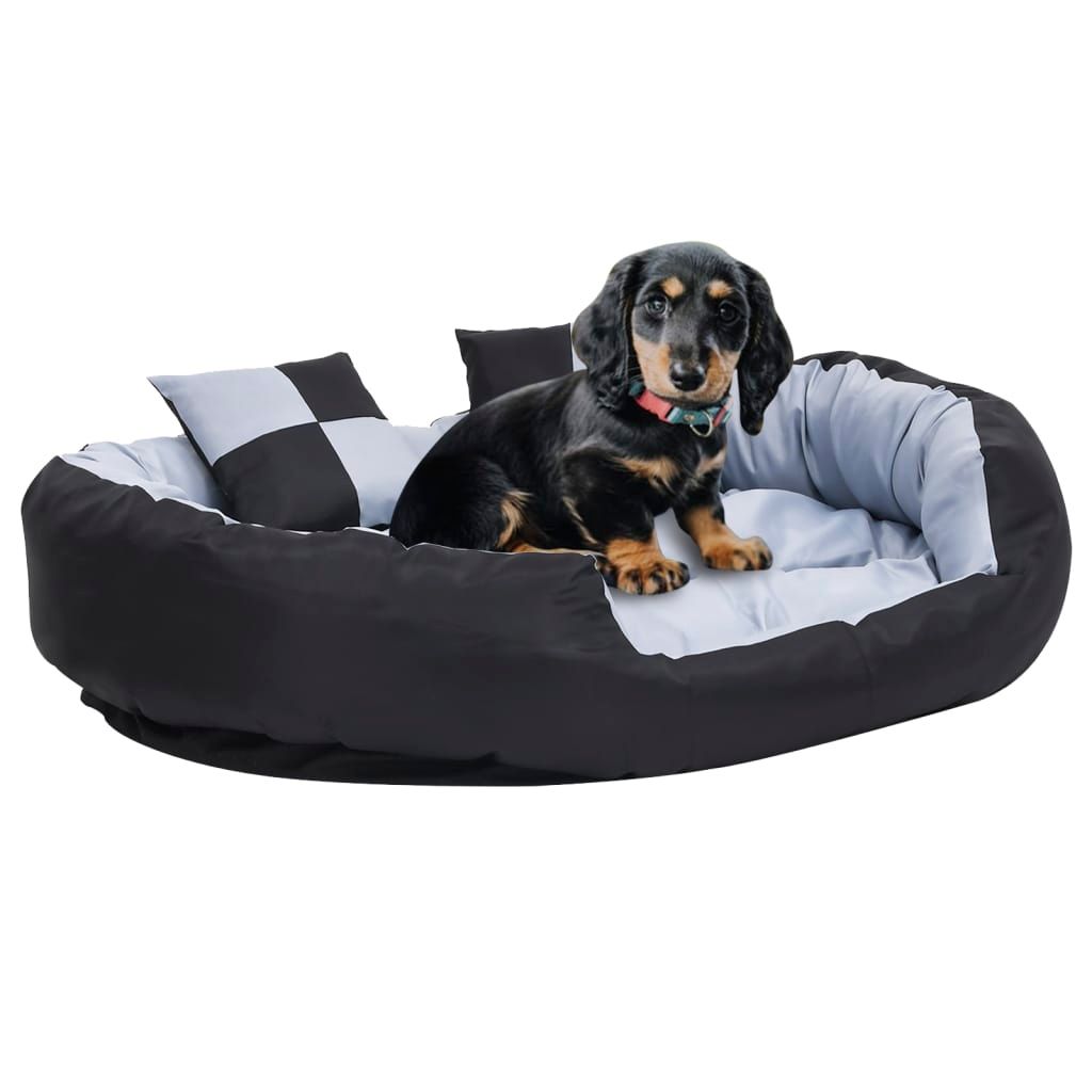 Cuscino per Cani Reversibile Lavabile Grigio e Nero 110x80x23cm vidaXL