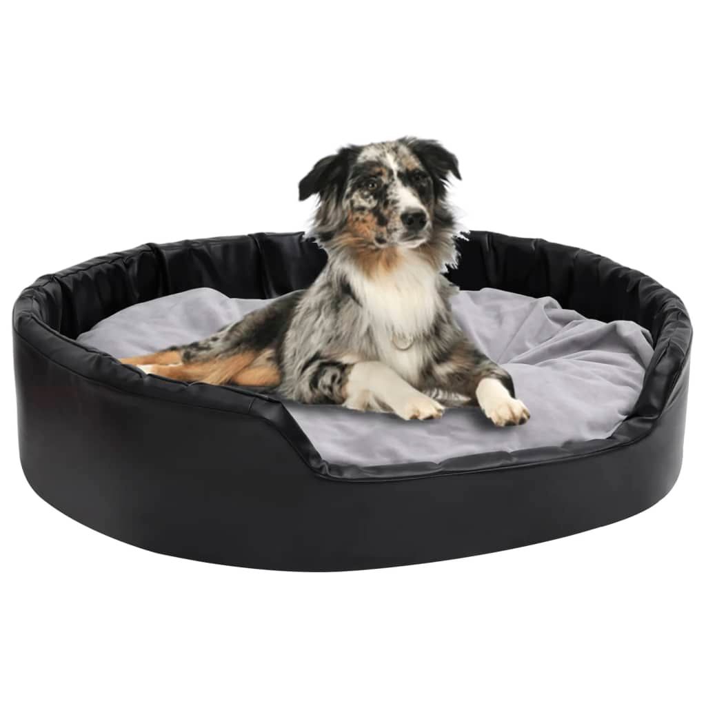 Lettino per Cani Nero e Grigio 99x89x21 cm Peluche e Similpelle vidaXL