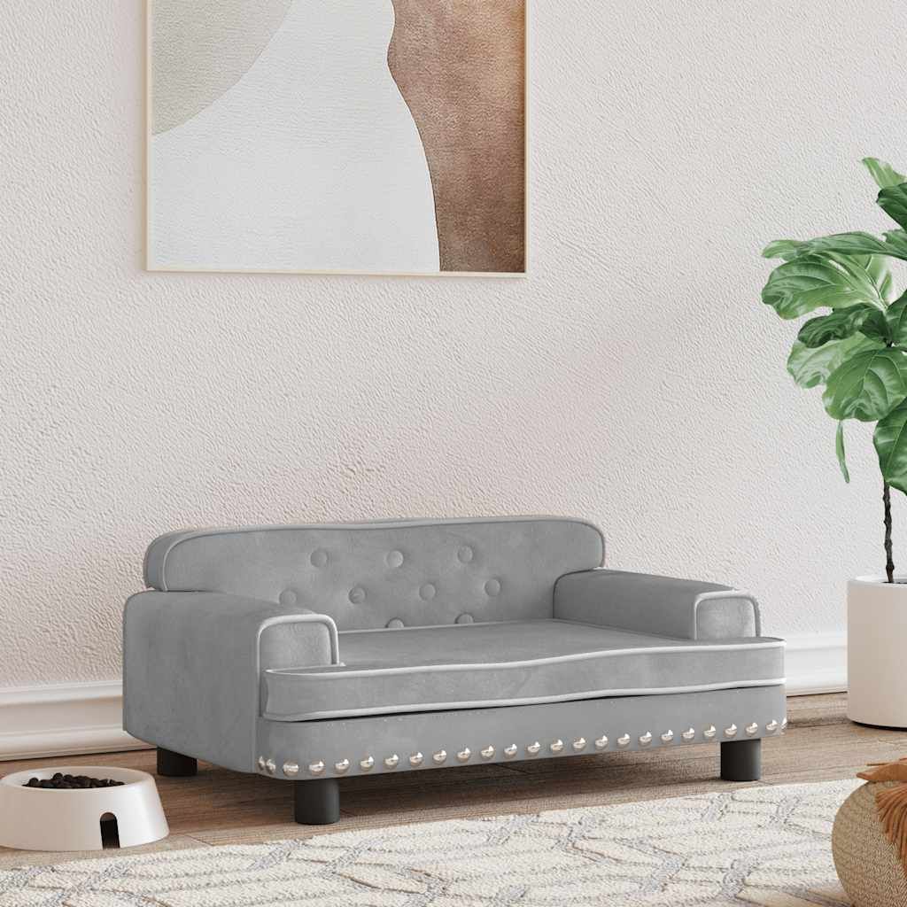 Lettino per Cani Grigio Chiaro 70x45x30 cm in Velluto vidaXL
