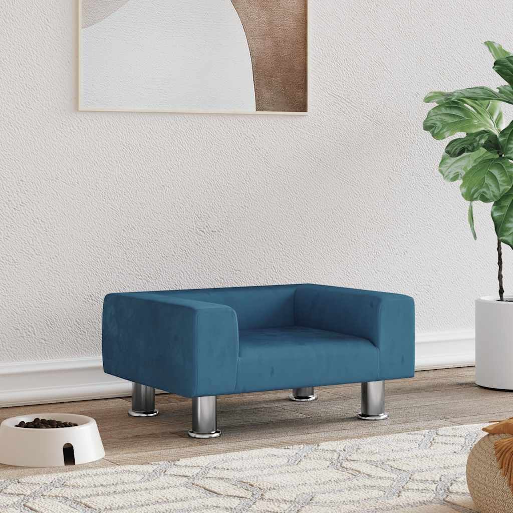 Lettino per Cani Blu 50x40x26,5 cm in Velluto vidaXL