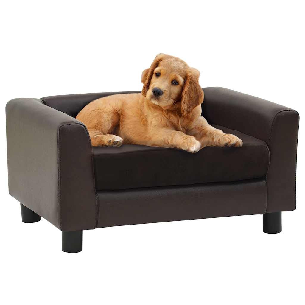 Divano per Cani Marrone 60x43x30 cm in Peluche e Similpelle vidaXL