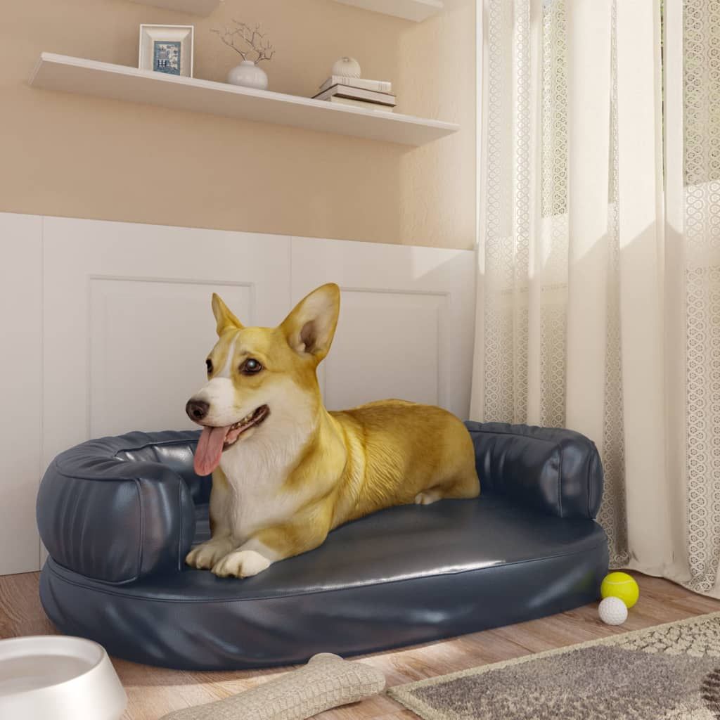 Letto Cani Ergonomico Gommapiuma Blu Scuro 75x53 cm Similpelle vidaXL