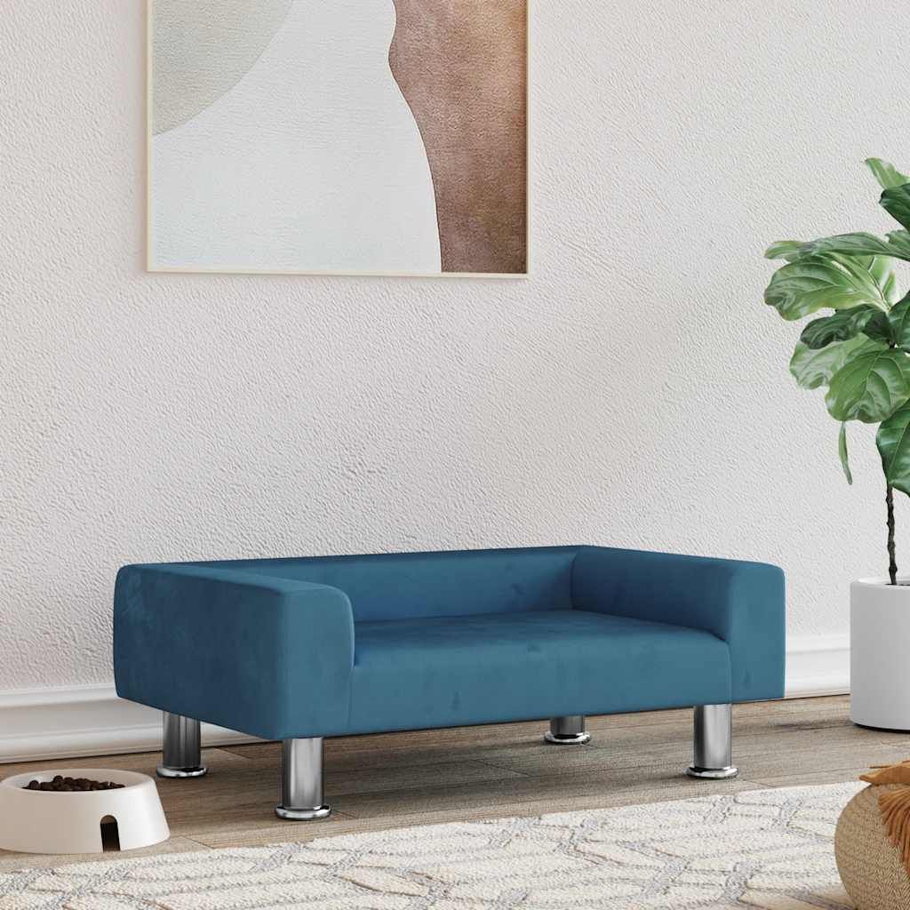 Lettino per Cani Blu 70x45x26,5 cm in Velluto vidaXL