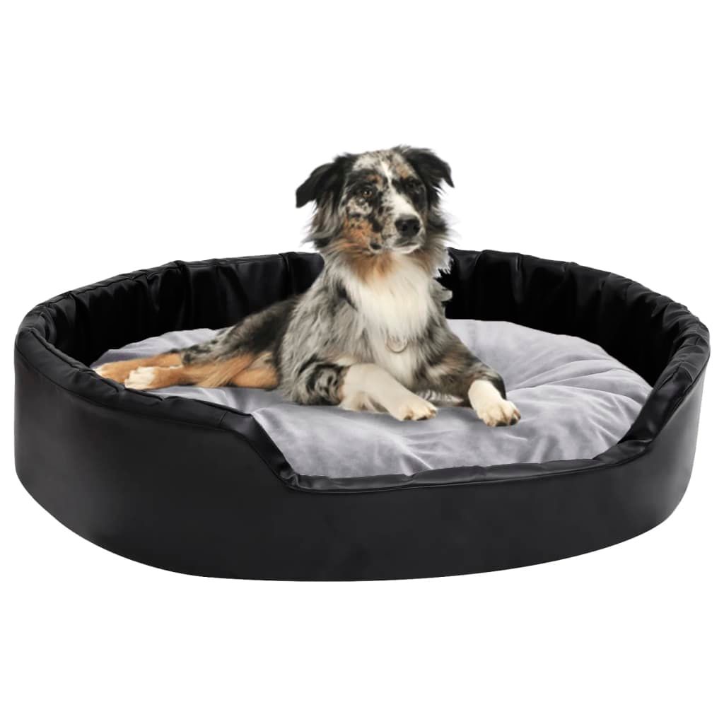 Lettino per Cani Nero e Grigio 90x79x20 cm Peluche e Similpelle vidaXL