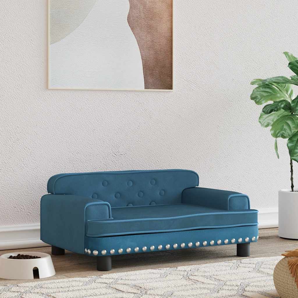 Lettino per Cani Blu 70x45x30 cm in Velluto vidaXL