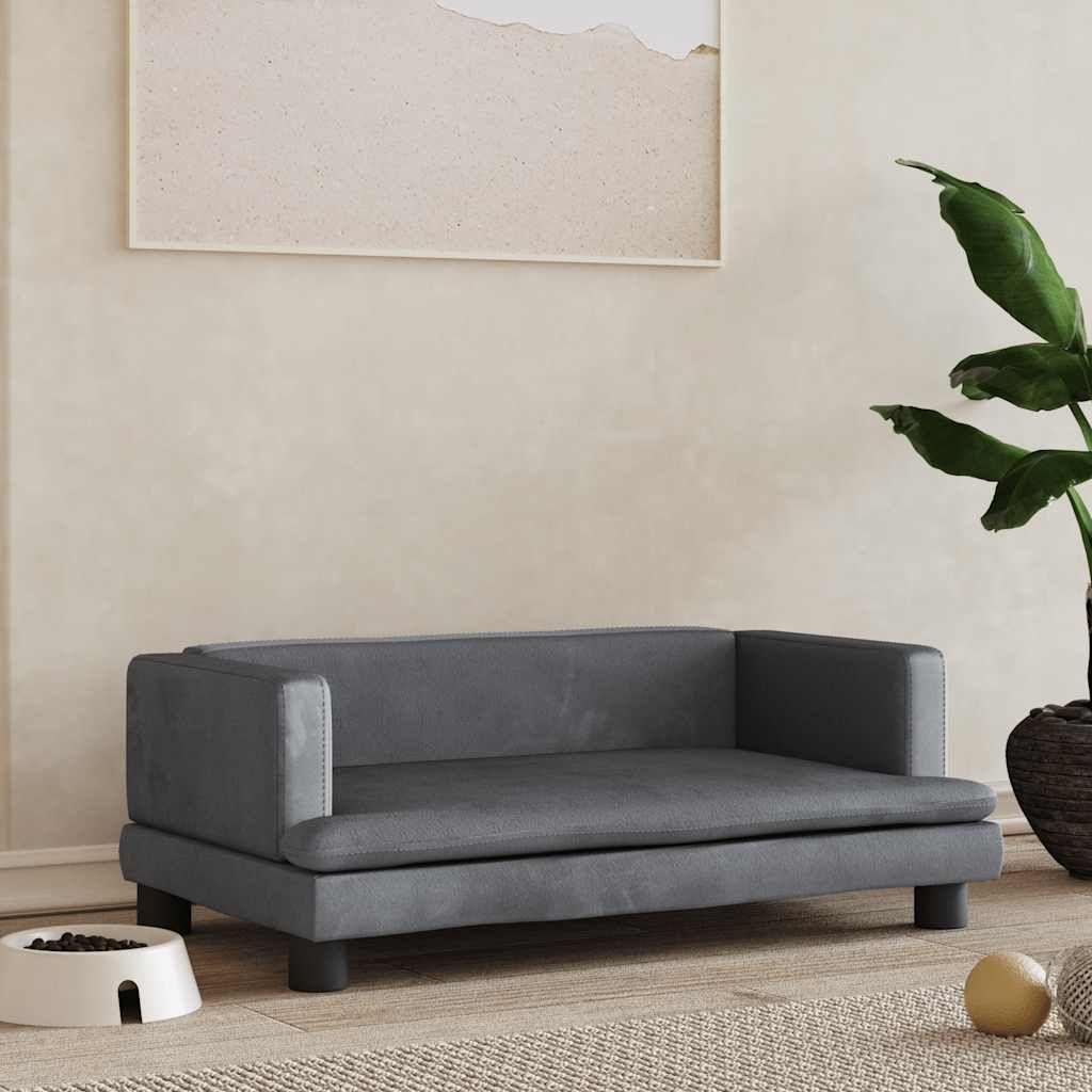 Lettino per Cani Grigio Scuro 80x45x30 cm in Velluto vidaXL