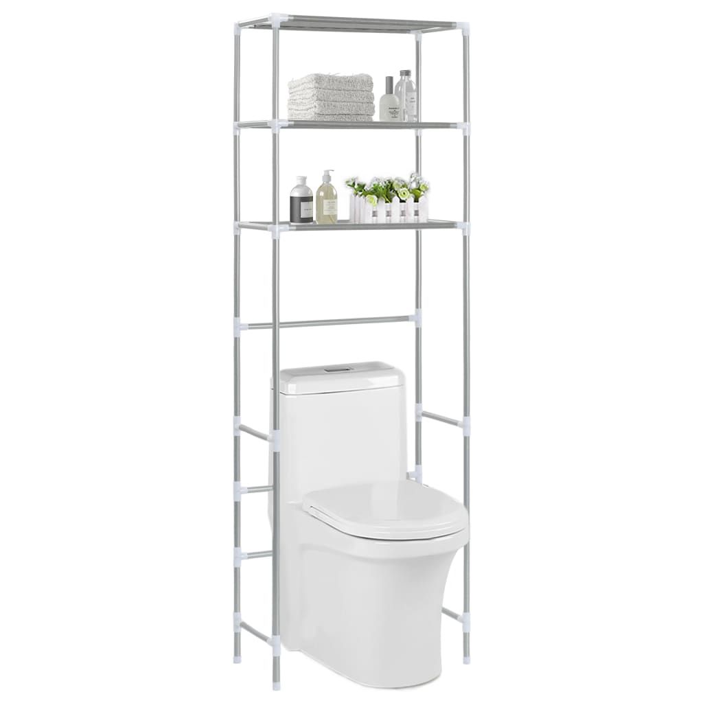 Scaffale per Bagno con 3 Ripiani Argento 53x28x169 cm vidaXL