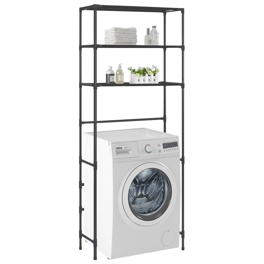 Scaffale per Lavatrice con 3 Ripiani Nero 69x28x169 cm vidaXL