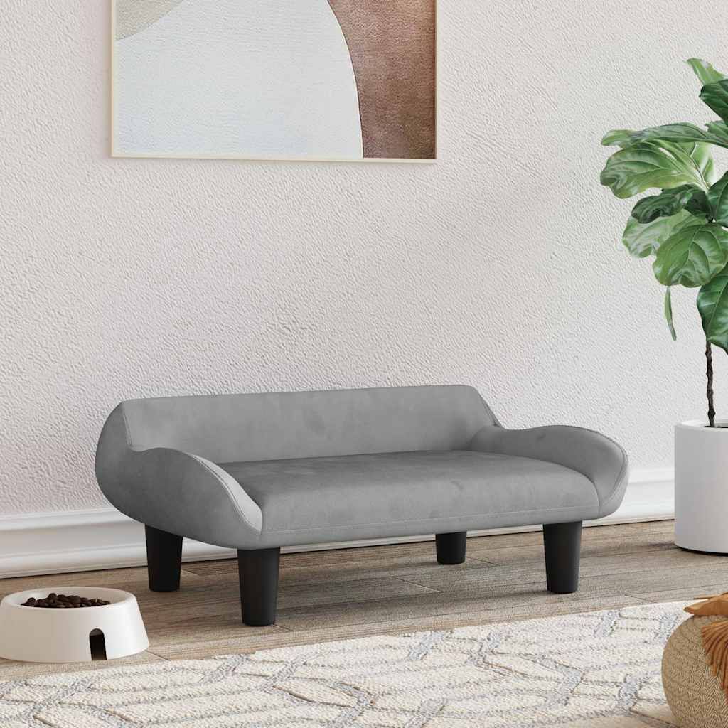 Lettino per Cani Grigio Chiaro 70x40x24 cm in Velluto vidaXL