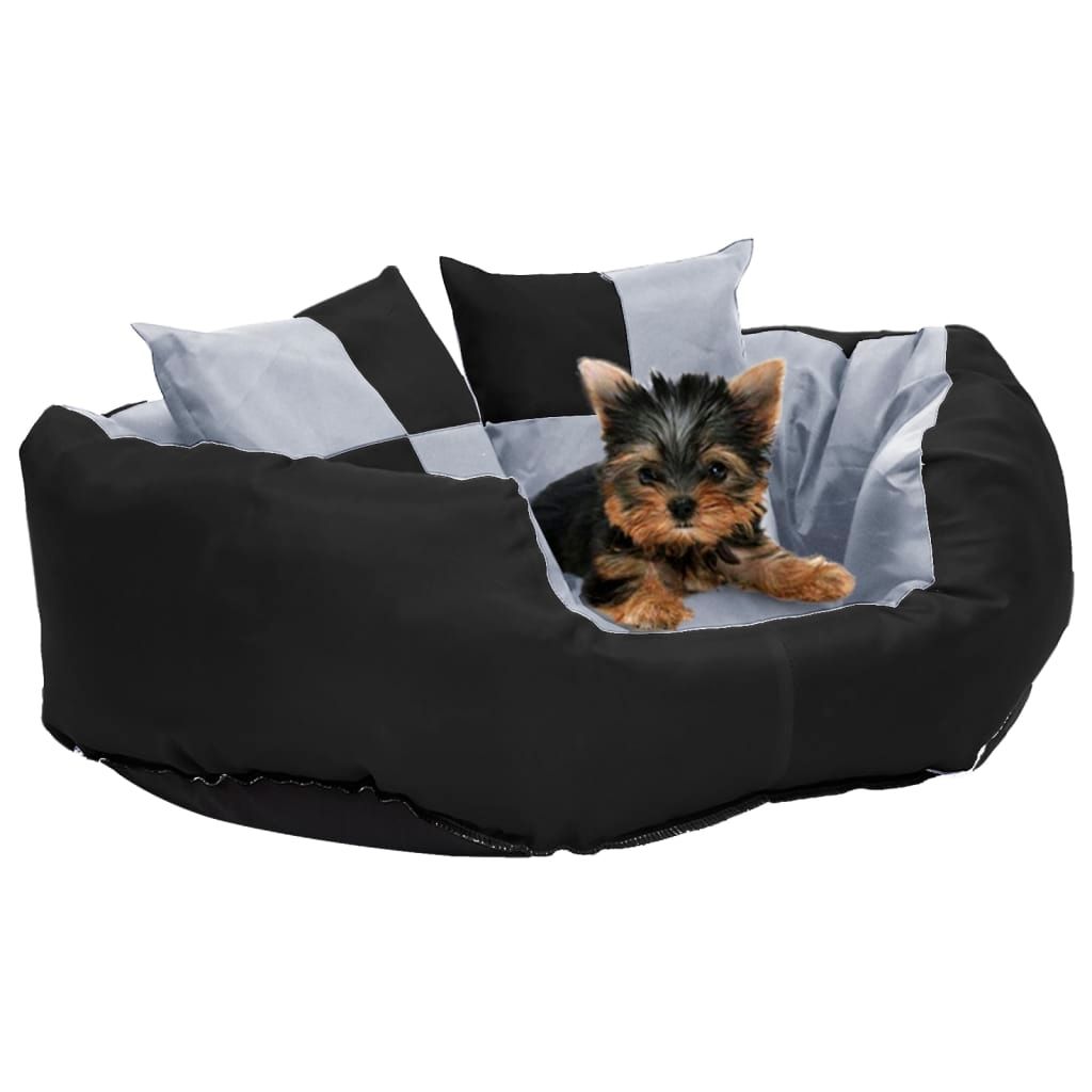 Cuscino per Cani Reversibile e Lavabile Grigio Nero 65x50x20 cm vidaXL