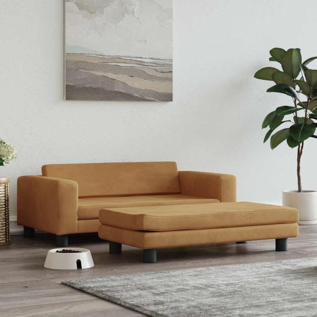 Lettino per Cani con Estensione Marrone 100x50x30 cm in Velluto vidaXL