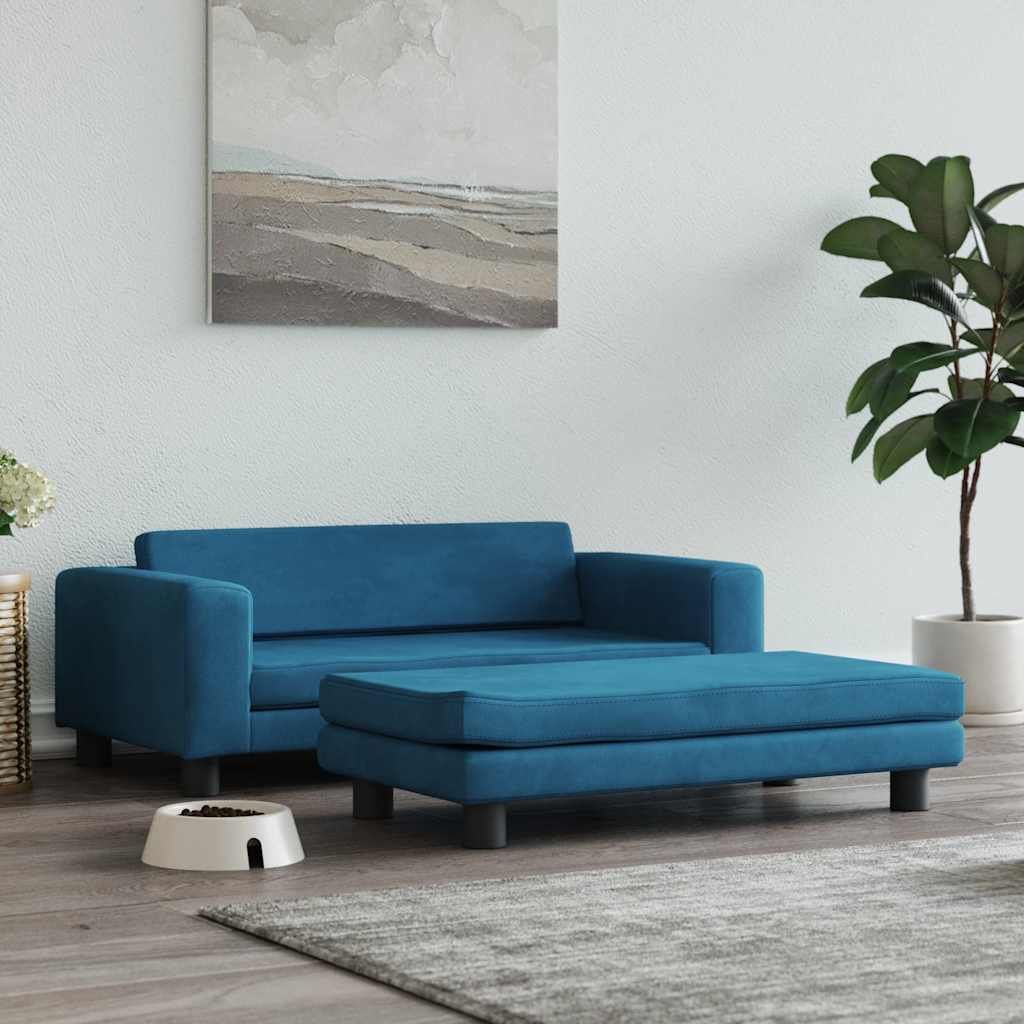 Lettino per Cani con Estensione Blu 100x50x30 cm in Velluto vidaXL