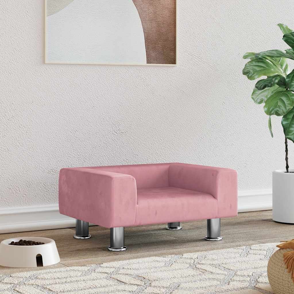 Lettino per Cani Rosa 50x40x26,5 cm in Velluto vidaXL
