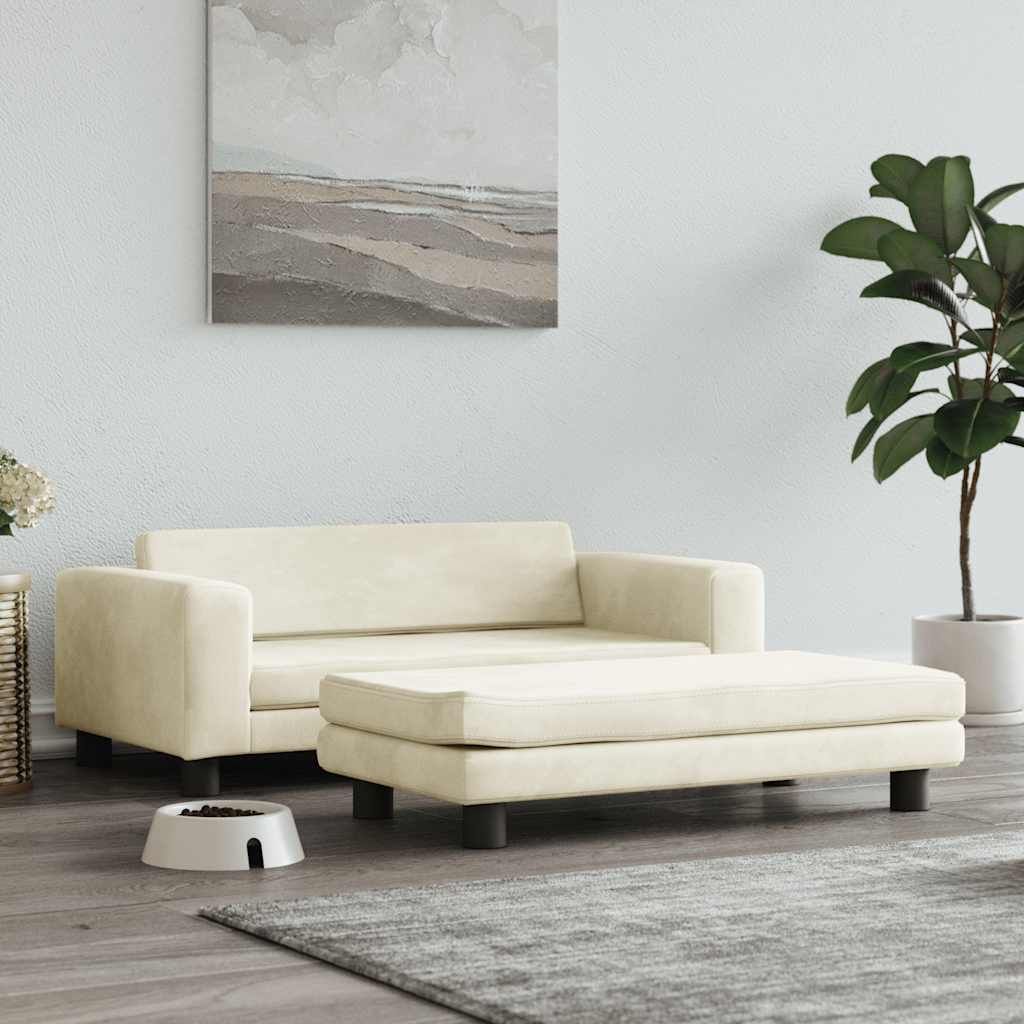 Lettino per Cani con Estensione Crema 100x50x30 cm in Velluto vidaXL