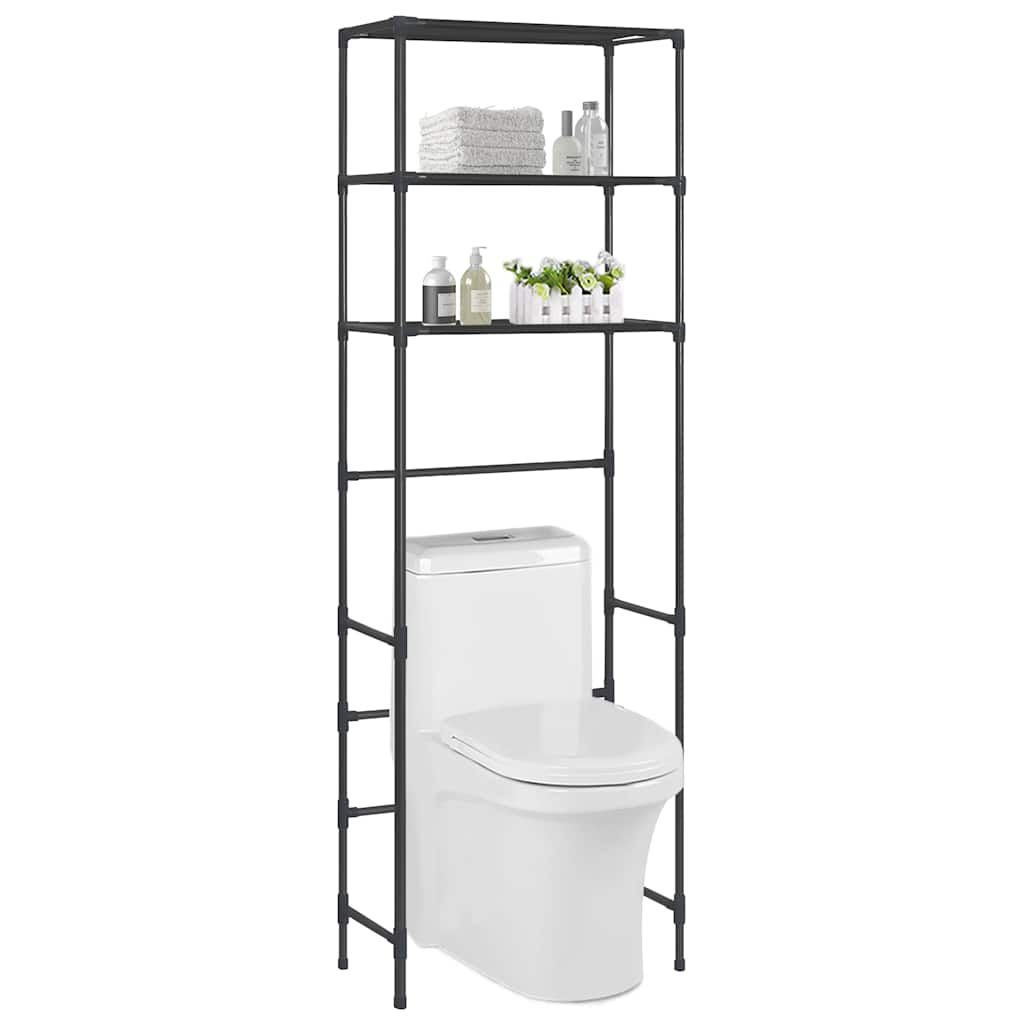 Scaffale per Bagno con 3 Ripiani Nero 53x28x169 cm vidaXL