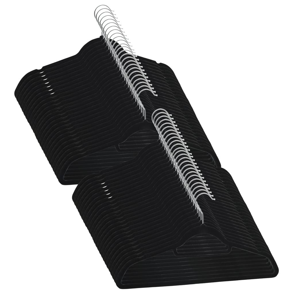 Set Appendiabiti 50 pz Antiscivolo Nero in Velluto vidaXL