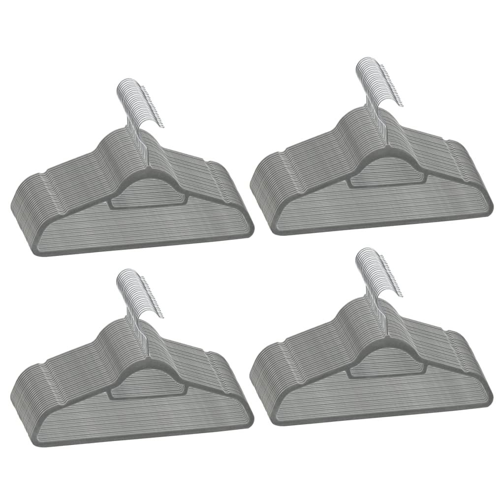 Set Appendiabiti 100 pz Antiscivolo Grigio in Velluto vidaXL