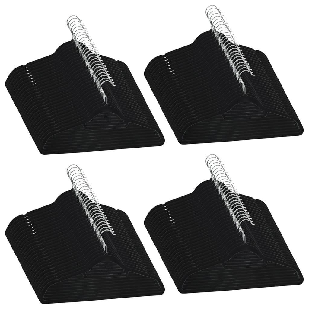 Set Appendiabiti 100 pz Antiscivolo Nero in Velluto vidaXL