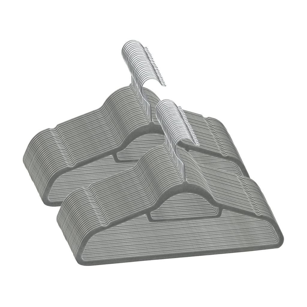 Set Appendiabiti 50 pz Antiscivolo Grigio in Velluto vidaXL