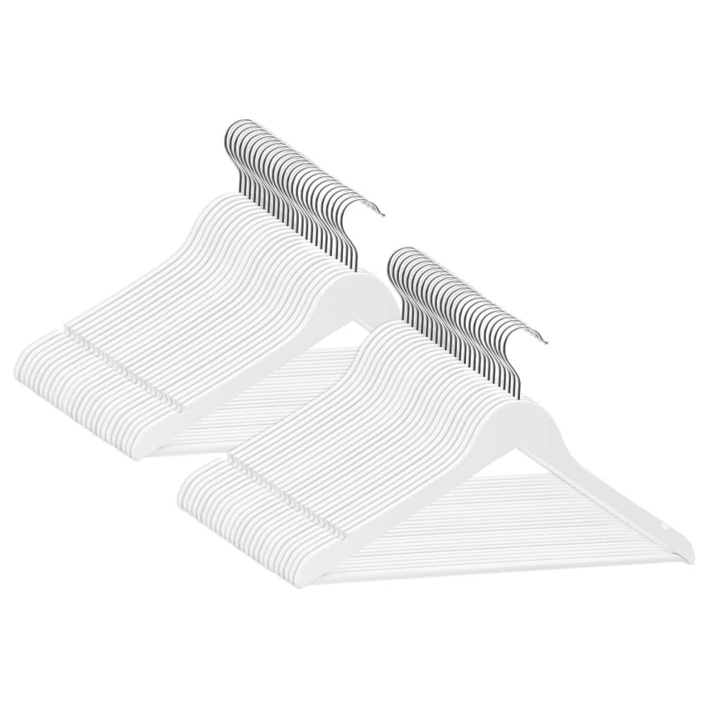 Set Appendiabiti 50 pz Antiscivolo Bianchi in Legno Massello vidaXL