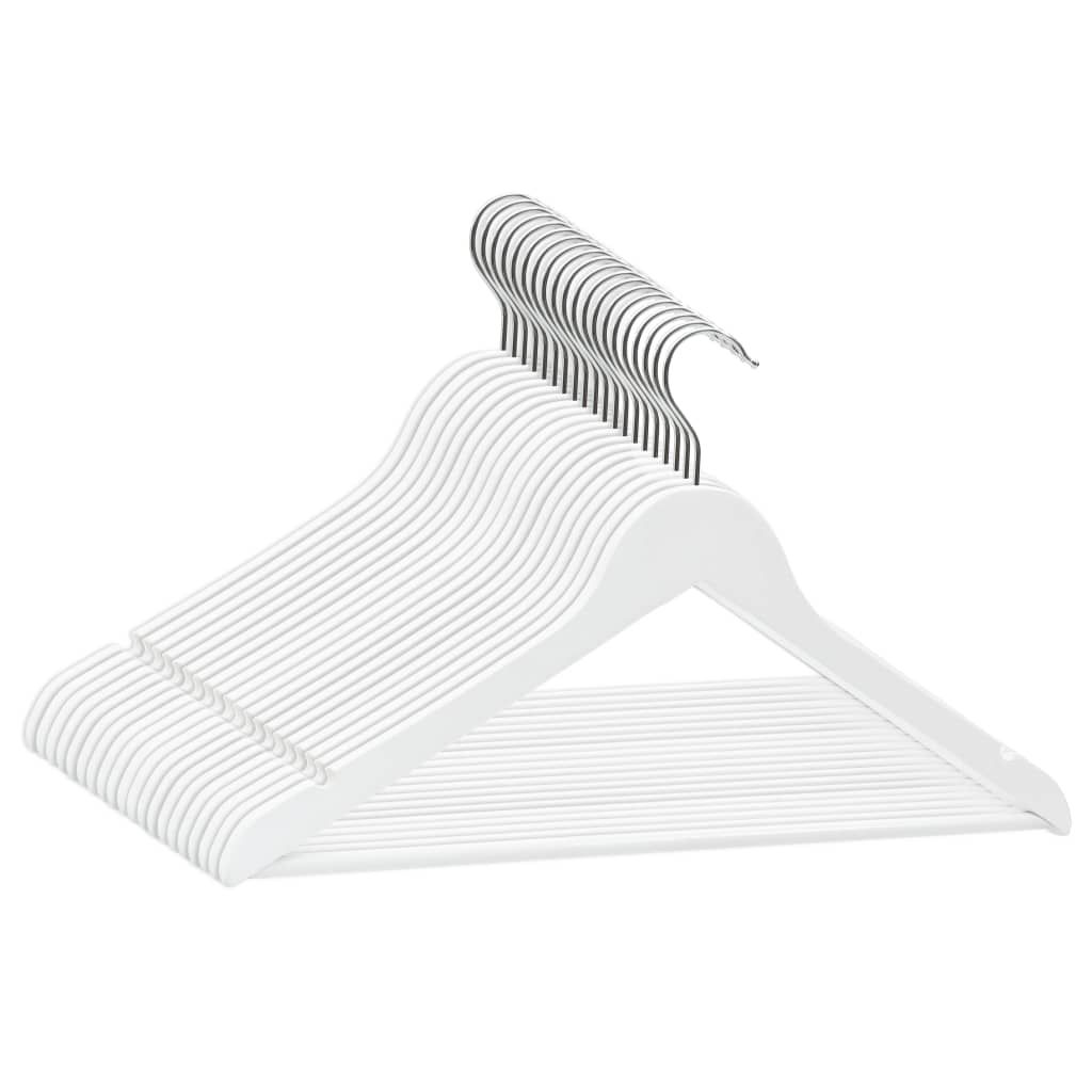 Set Appendiabiti 20 pz Antiscivolo Bianchi in Legno Massello vidaXL