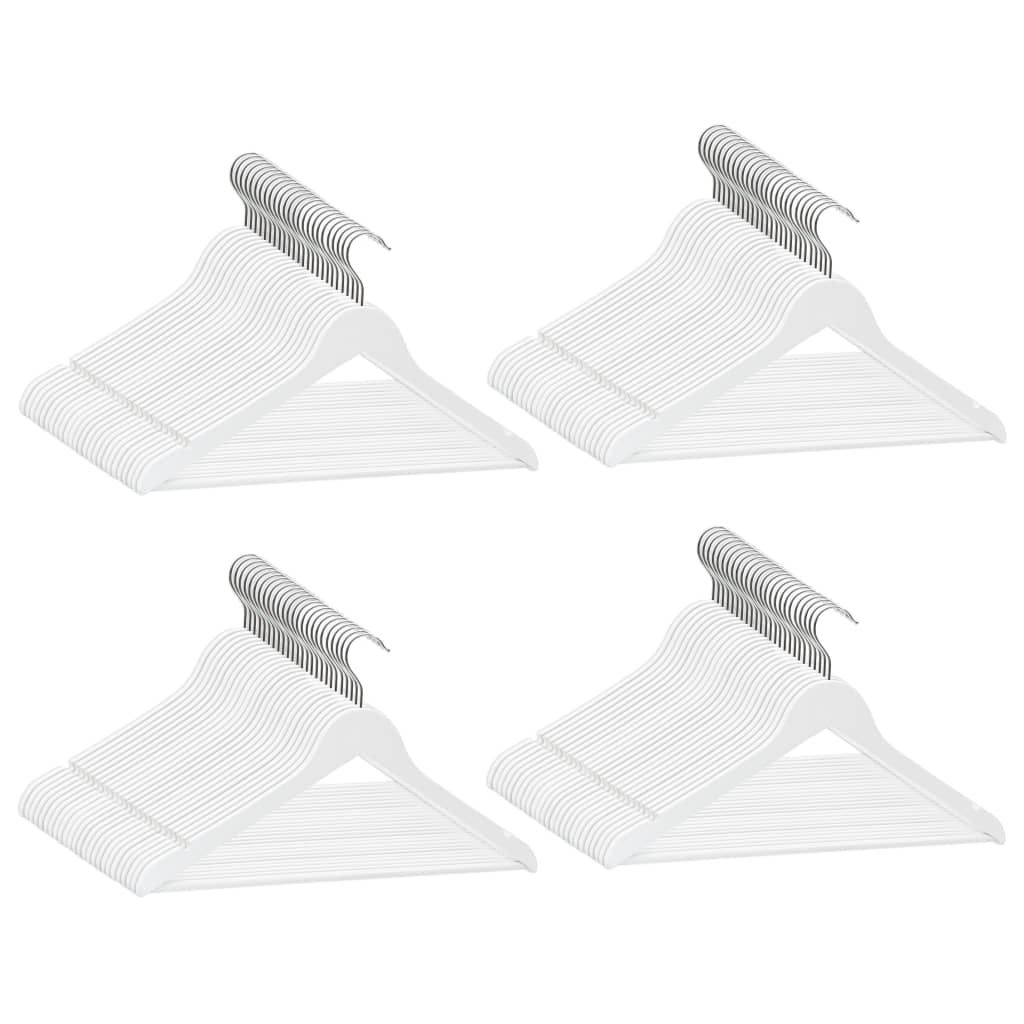 Set Appendiabiti 100 pz Antiscivolo Bianchi in Legno Massello vidaXL
