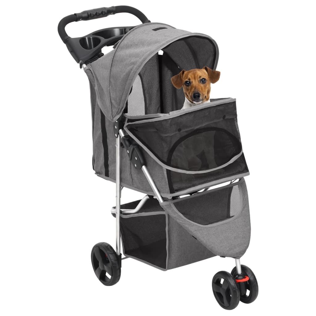 Passeggino per Cani Pieghevole Grigio 80x46x98cm Tessuto Oxford vidaXL
