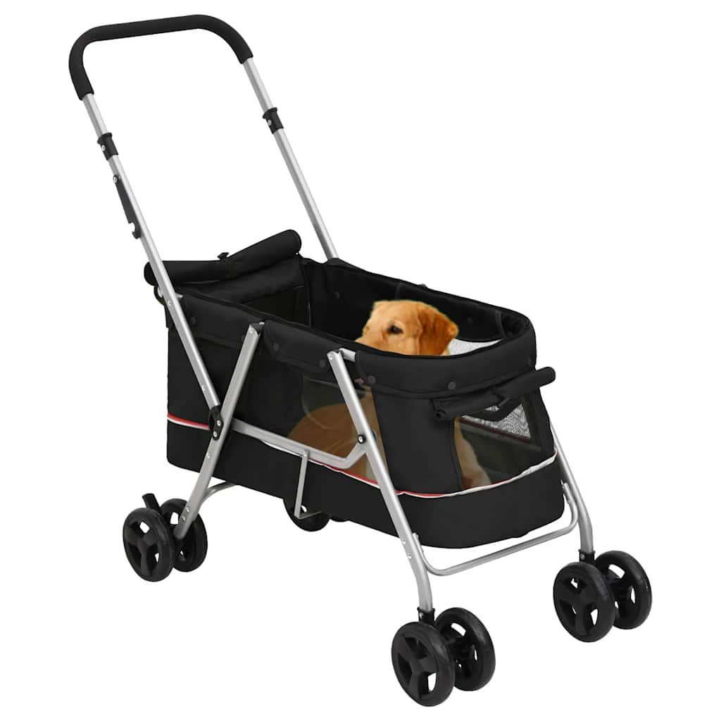 Passeggino per Cani Pieghevole Nero 100x49x96cm Tessuto di Lino vidaXL