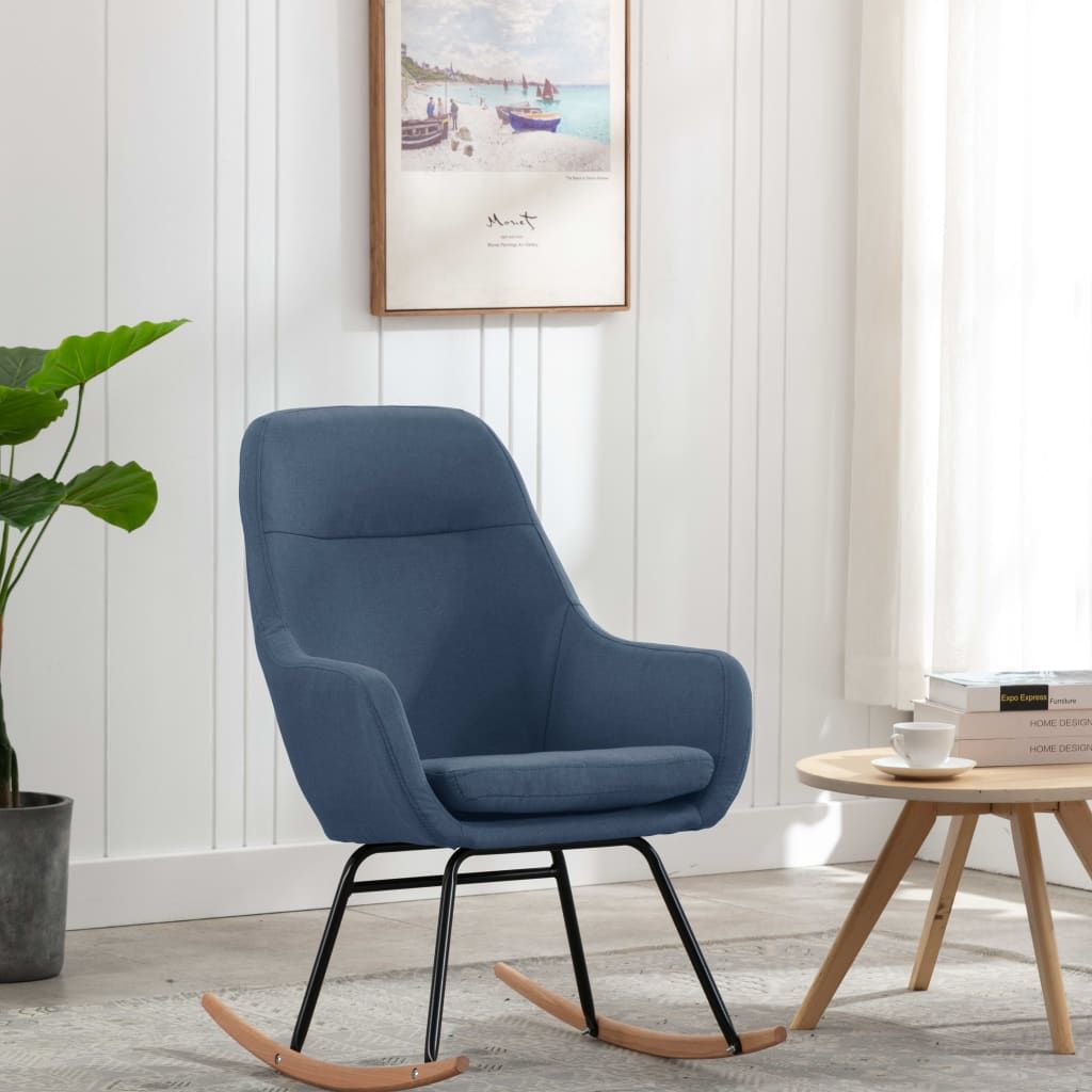 Sedia a Dondolo Blu in Tessuto vidaXL